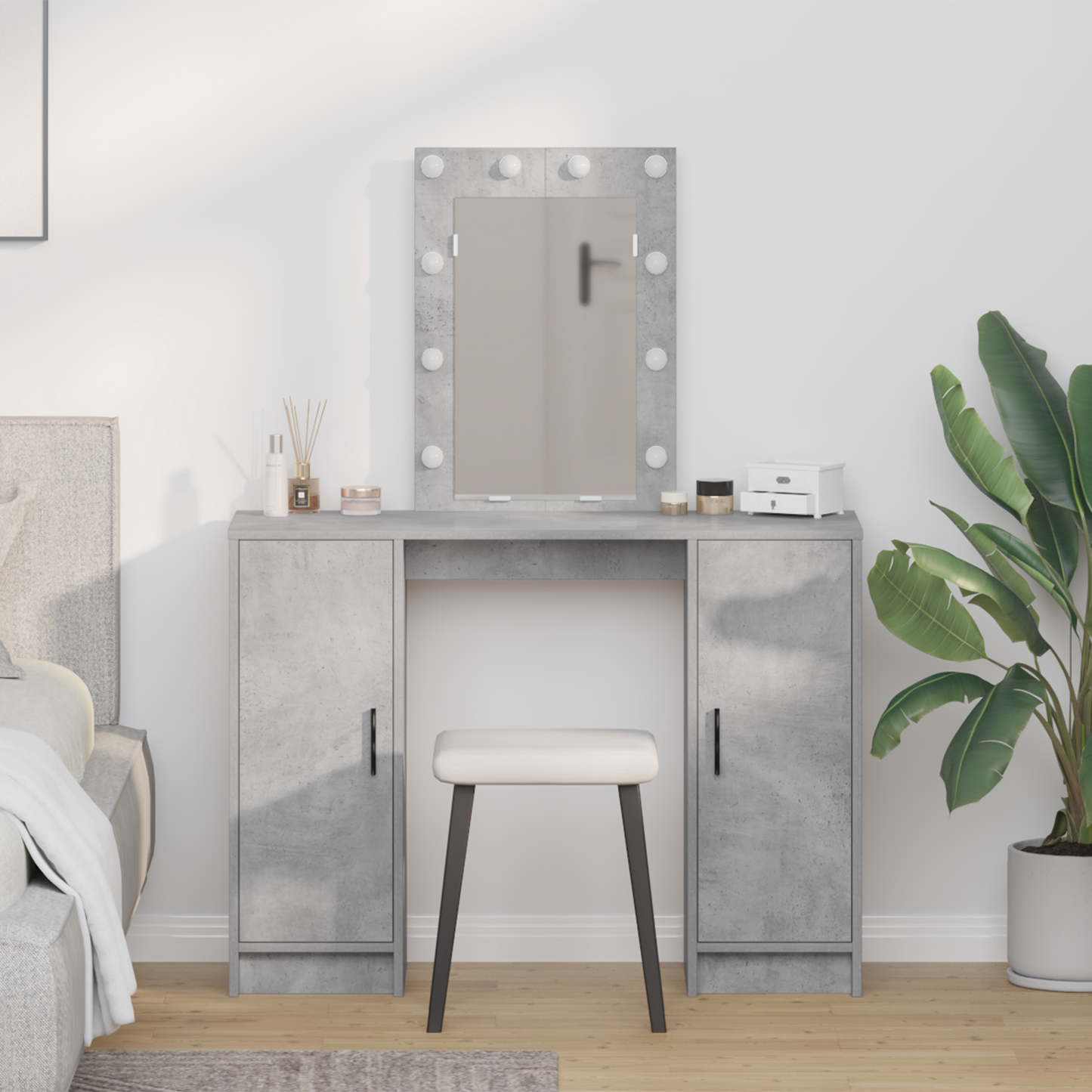 Dressing Table Light Grey 102 x 33 x 135 cm Engineered Wood