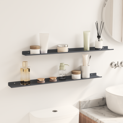 Floating Shelf 2 pcs Anthracite 80 x 9 x 2.5 cm Steel