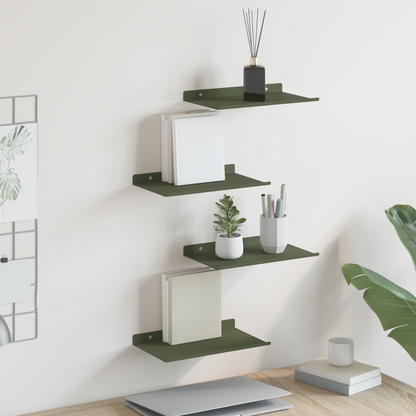 Floating Shelf 4 pcs Olive Green 30 x 18 x 2.5 cm Steel