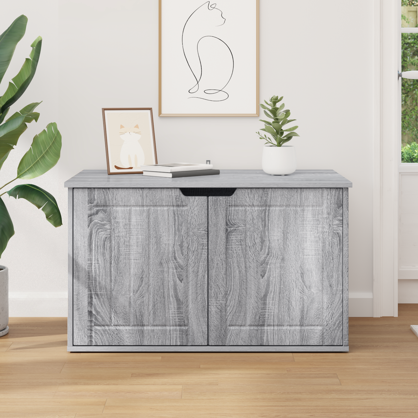 Cat House Grey Sonoma 85 x 55 x 50.5 cm Engineered Wood