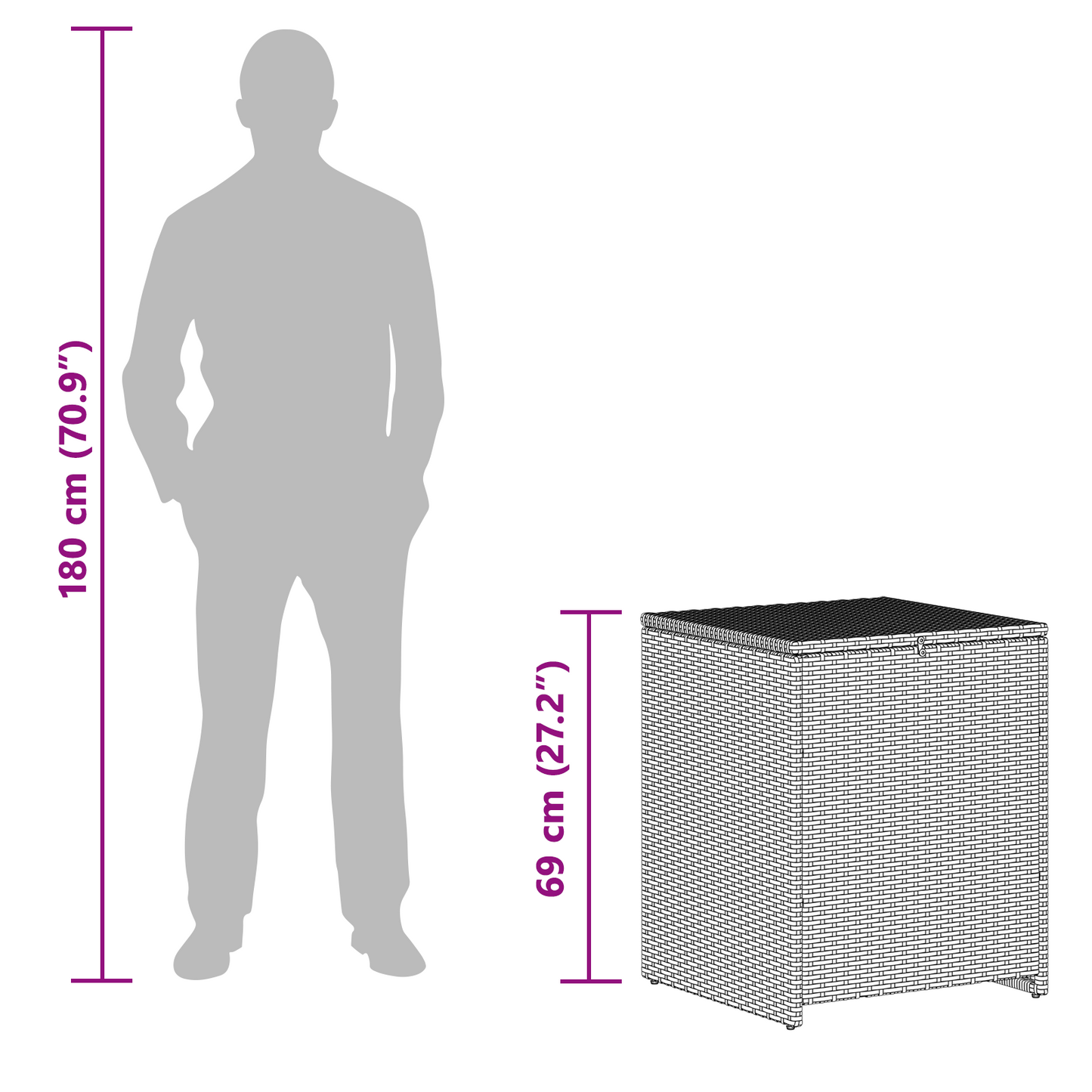 Cushion Box 55 x 55 x 69 cm steel