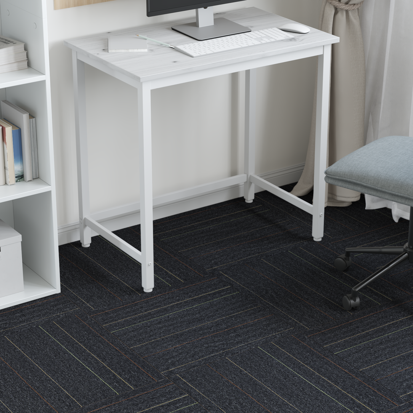 Carpet Tile Dark Grey with Stripes 50 x 50 cm 20 pcs