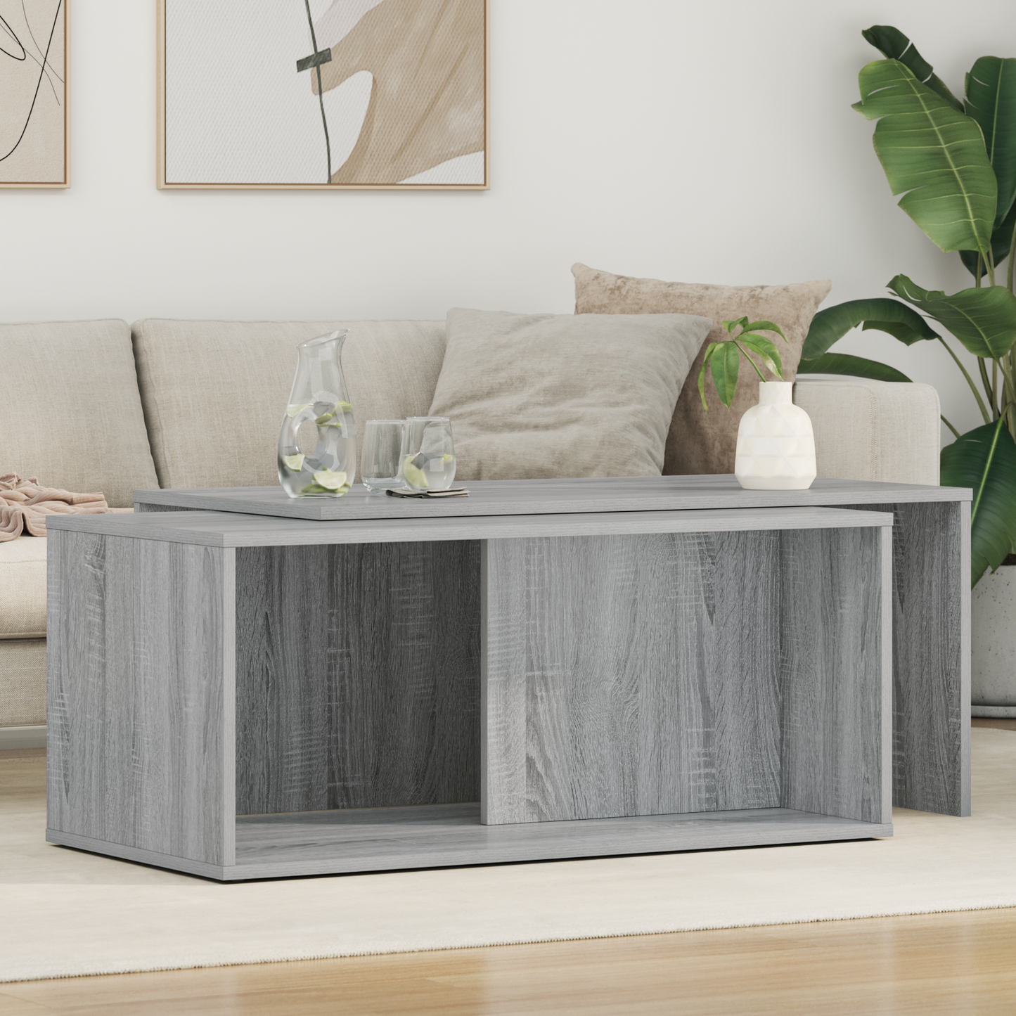 Coffee Table Set 2 pcs Grey Sonoma Engineered Wood