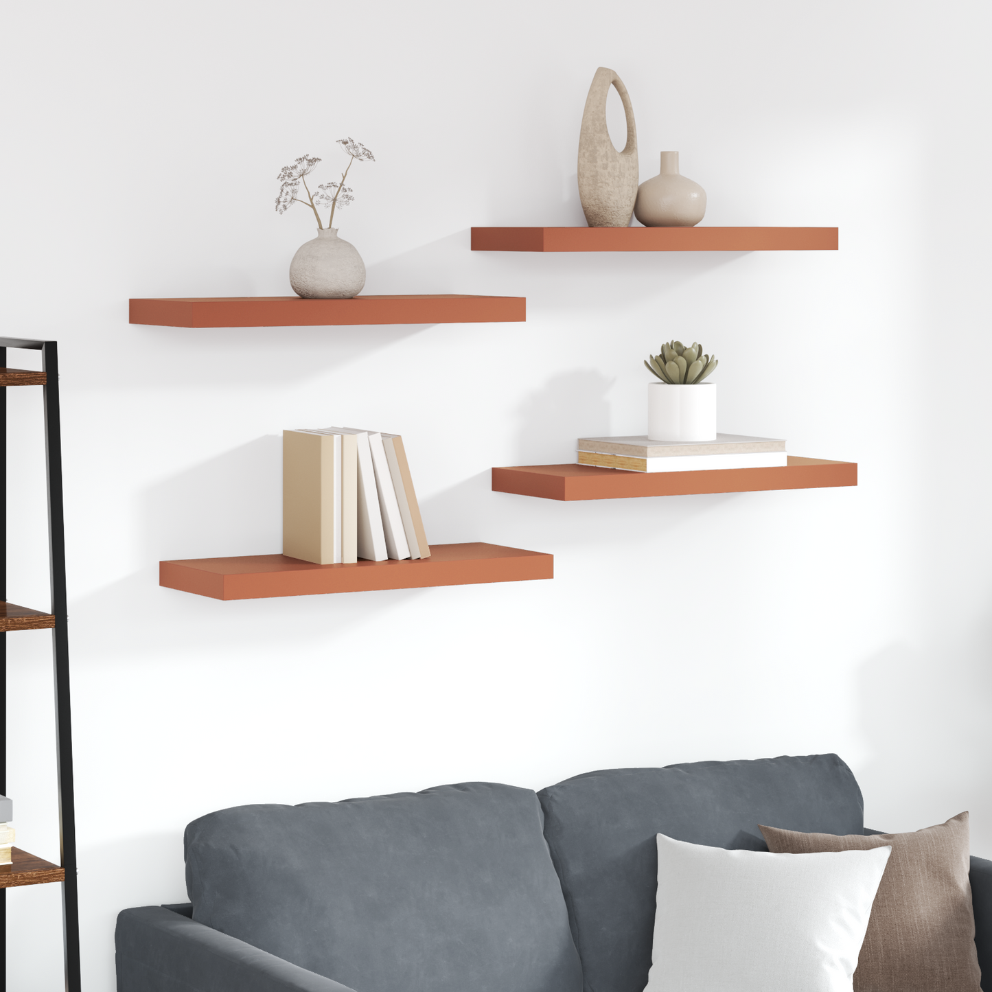 Wall Shelf 4 pcs Red 60 x 23 x 4 cm Engineered Wood