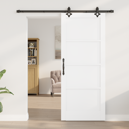Sliding Door White and Black 83 x 202 cm Solid Pine Wood