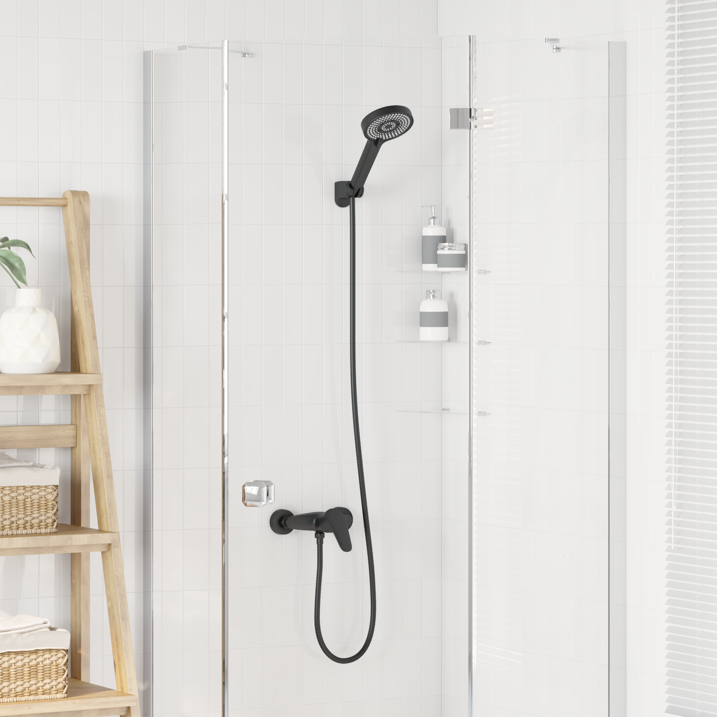 Shower Head Set Black G 1 / 2 inches