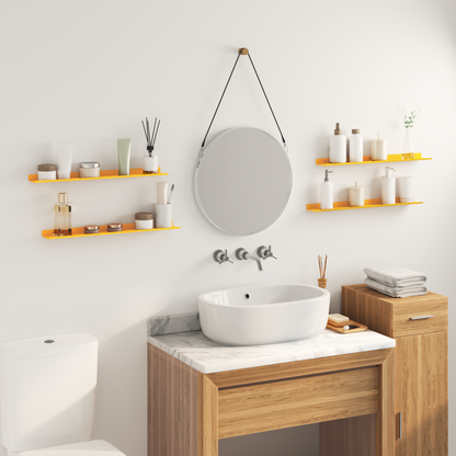 Floating Shelf 4 pcs Mustard Yellow 60 x 8.5 x 2.5 cm Steel