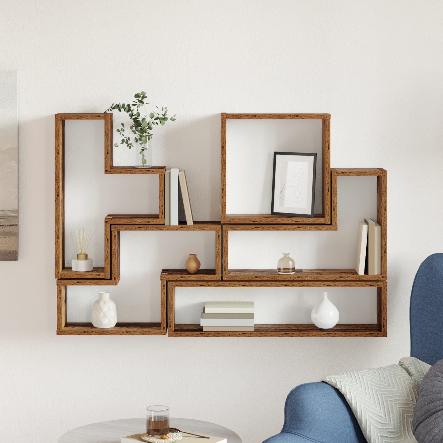 Wall Shelf Wall-Mounted Old Wood 96 x 12 x 64 cm