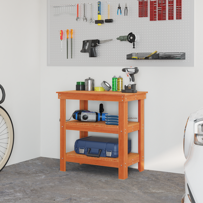 Work Bench Wax Brown 78.5 x 50 x 80 cm Solid Pine Wood