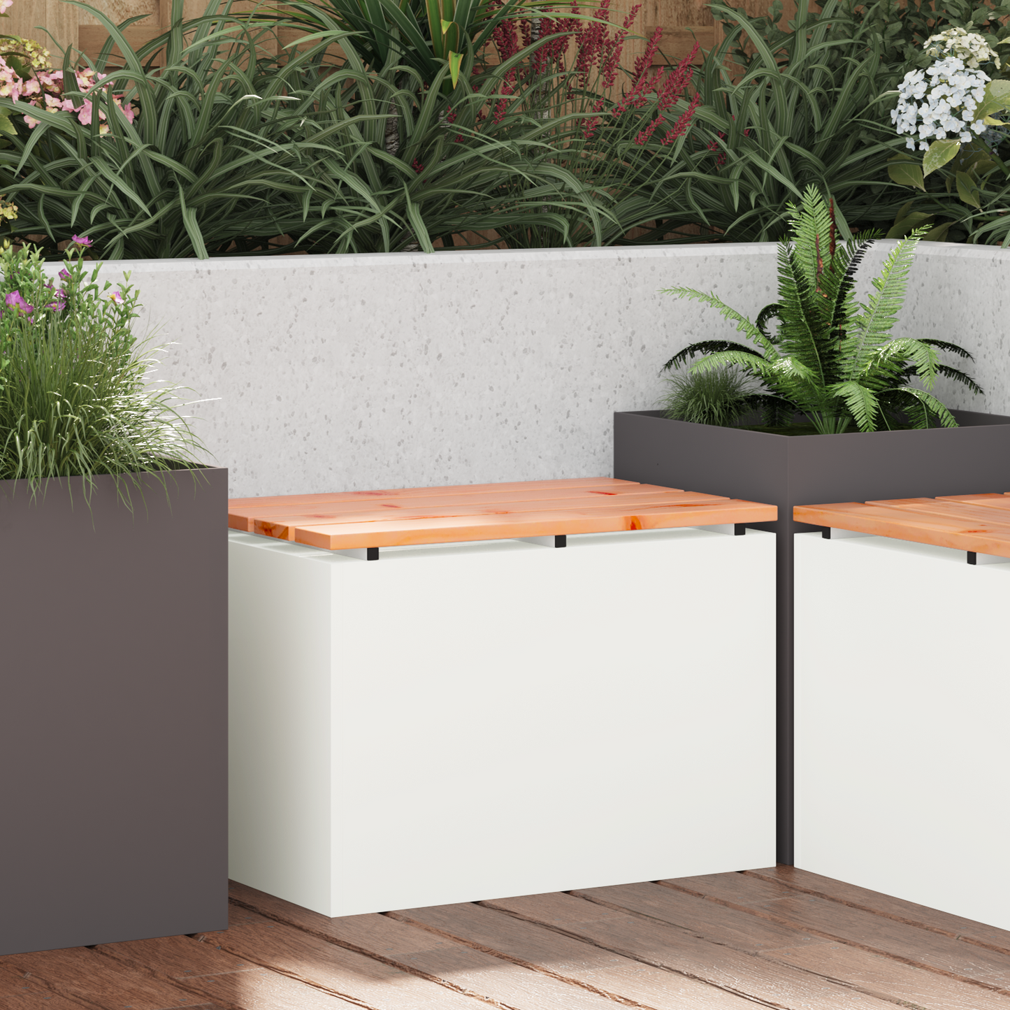 Garden Bench White 60 x 40 x 43 cm Steel
