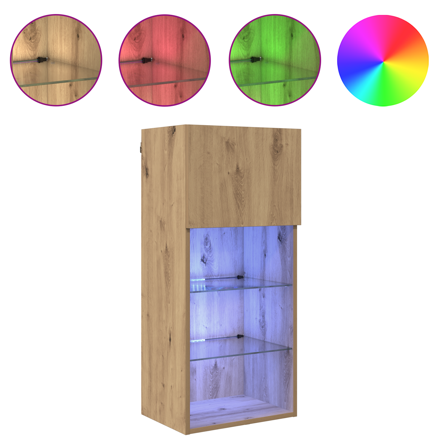 Wall-mounted TV Cabinet with LED Artisan Oak 40.5 x 30 x 90 cm