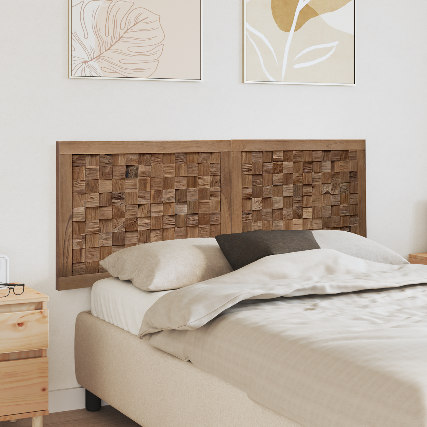 Bed Headboard Natural Solid Teak Wood