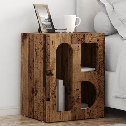 Bedside Table ELST 2 pcs Old Wood 40 x 35 x 50 cm