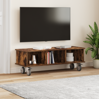 TV Stand Smoked Oak 100 x 35 x 35 cm Engineered Wood