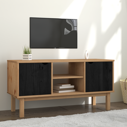 TV Stand OTTA 113.5 x 43 x 57 cm Black Solid Pine Wood