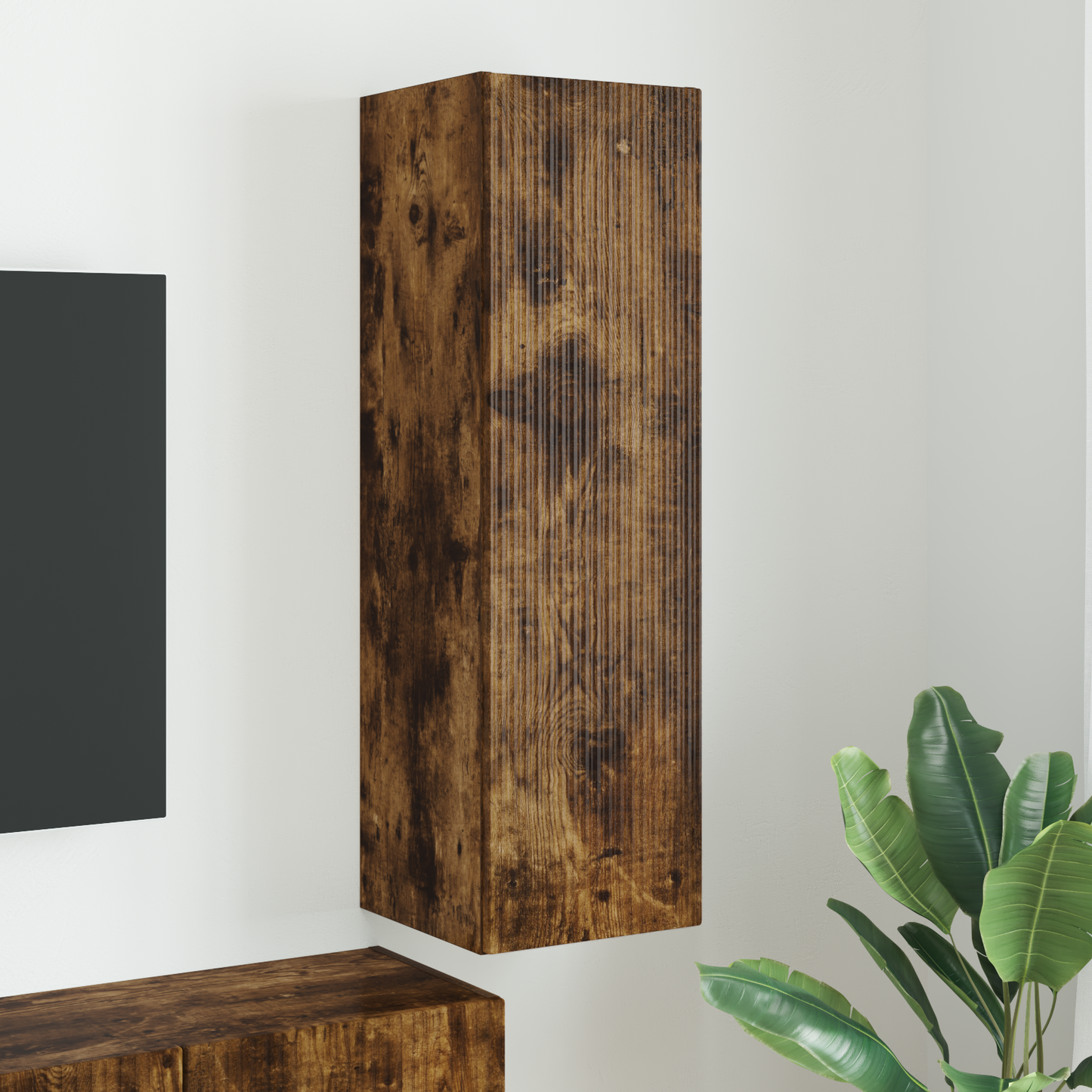 TV Wall Cabinet Smoked Oak 30 x 31 x 100 cm Engineered Wood