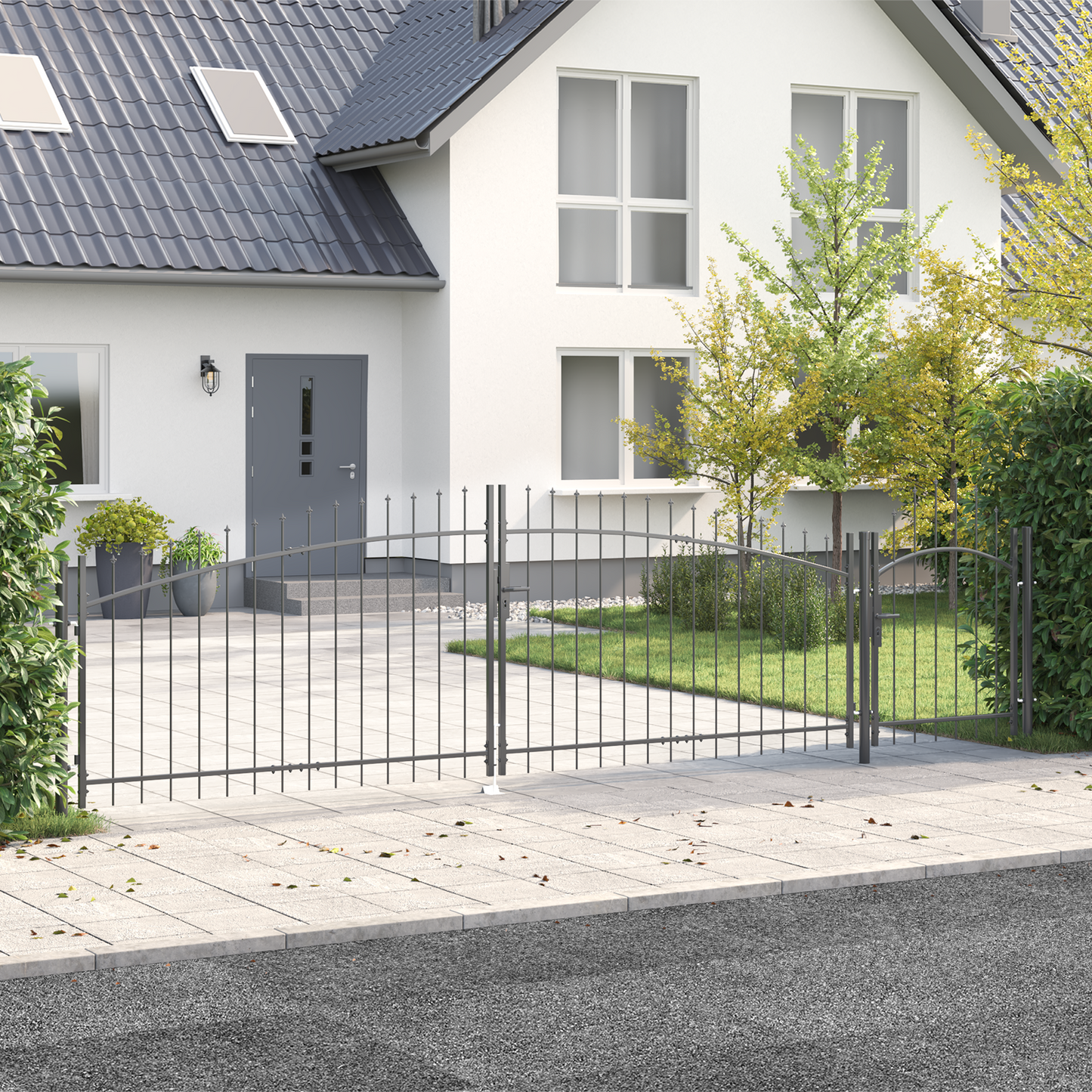 Garden Gate with Lock Woerden Grey 150 x 500 cm Steel