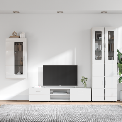 TV Cabinet Set FLORIN 3 pcs High Gloss White Engineered Wood