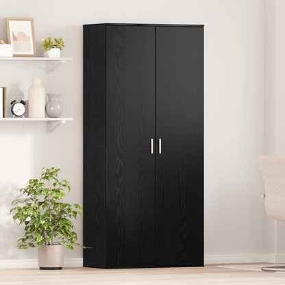 Highboard with Shelf Black oak 80 x 39 x 178 cm Engineered wood