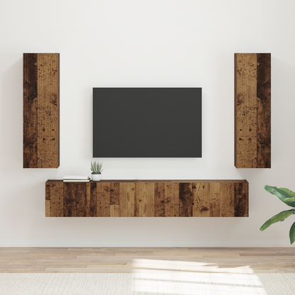 TV Cabinet Set Wall-mounted 3 pcs Old Wood Engineered Wood