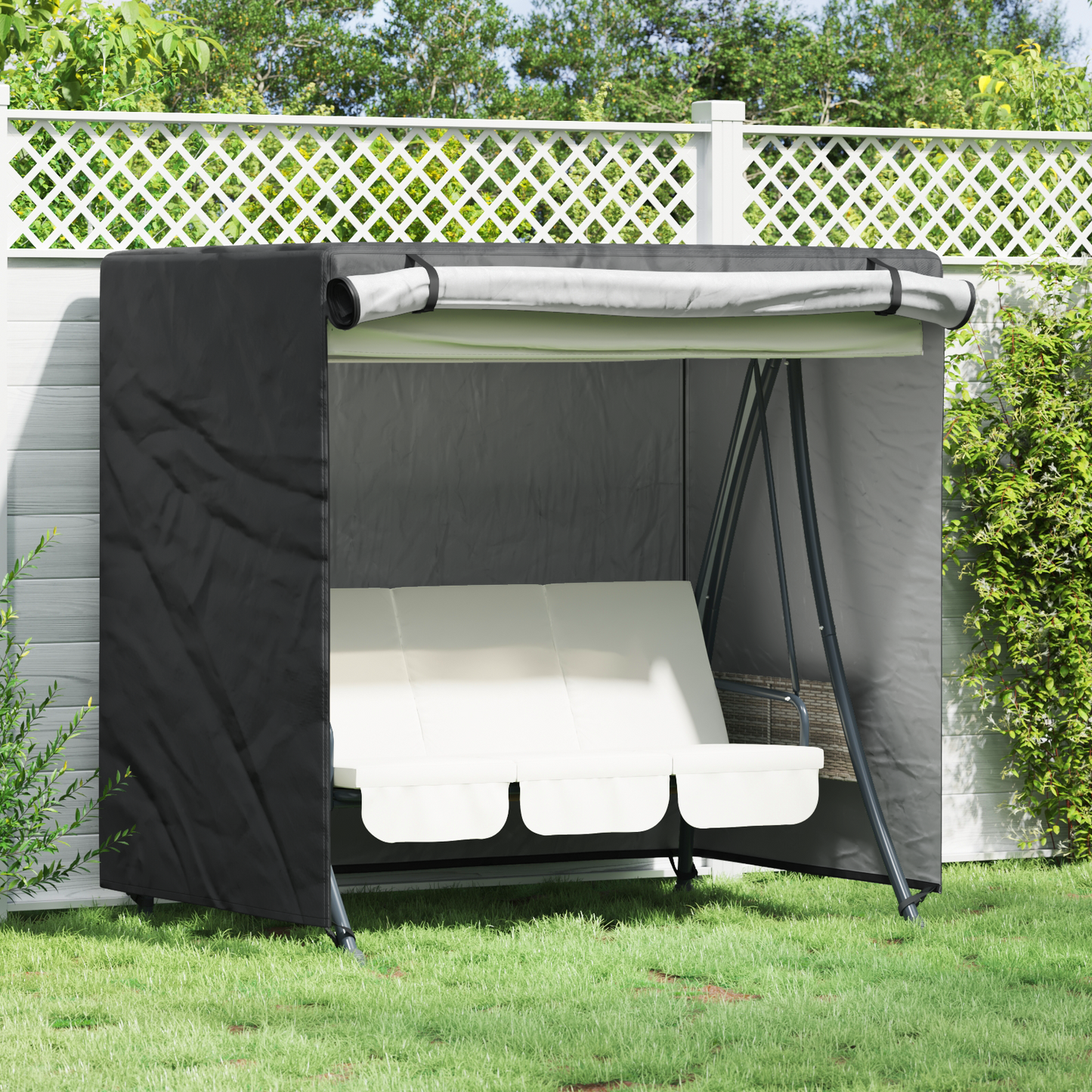 Outdoor Swing Cover Black 175 x 125 x 180 cm 600D Oxford Fabric