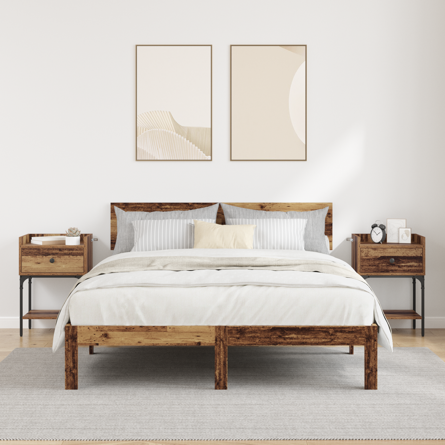 Bedside Table 2 pcs Old Wood 40 x 29 x 60 cm Engineered Wood