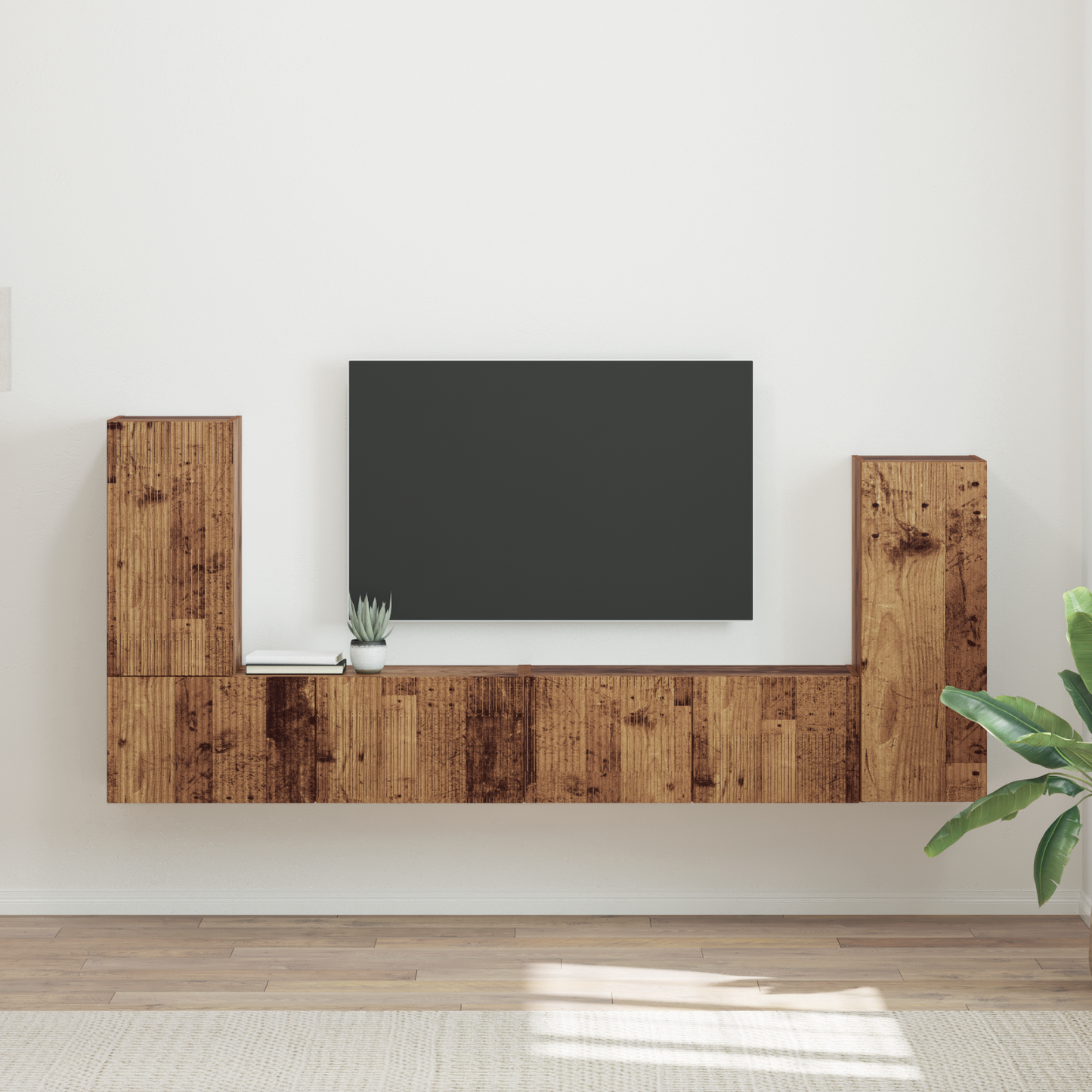TV Cabinet Set 4 pcs Old Wood Engineered Wood