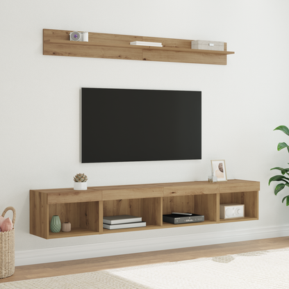 TV Wall Cabinet Set with LED 5 pcs Artisan Oak Engineered Wood