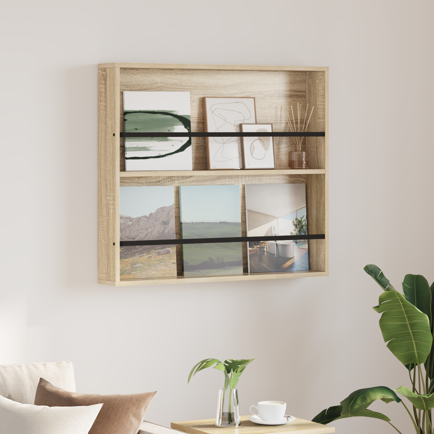 Magazine Rack Sonoma Oak 80 x 12 x 70 cm Engineered Wood