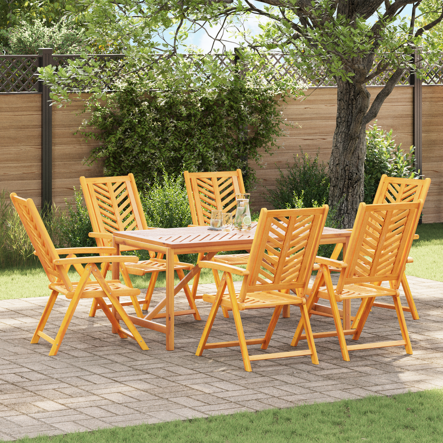 Garden Chair 6 pcs Brown Solid Acacia Wood