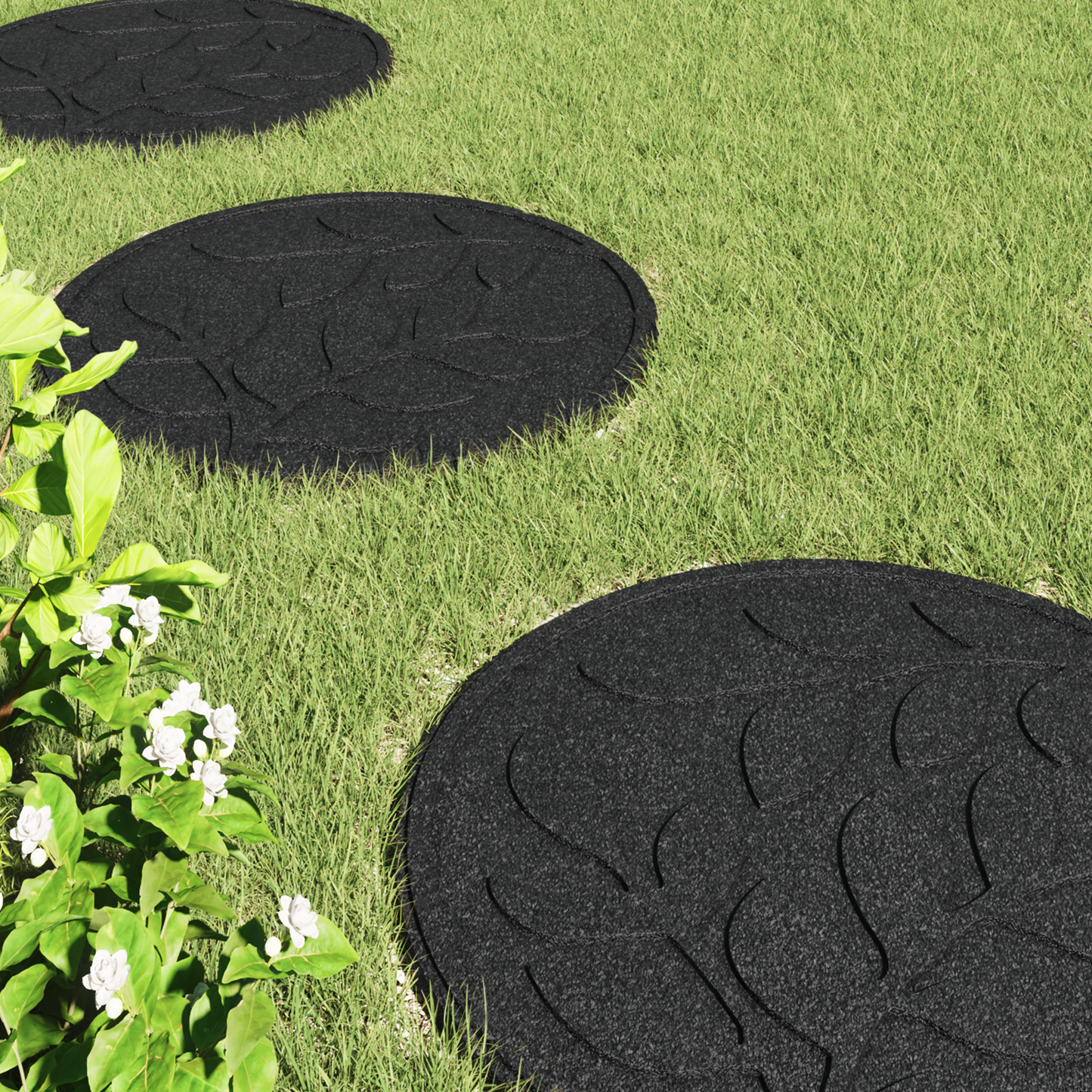 Stepping Stone 6 pcs Black Ø 44 x 2 cm Rubber