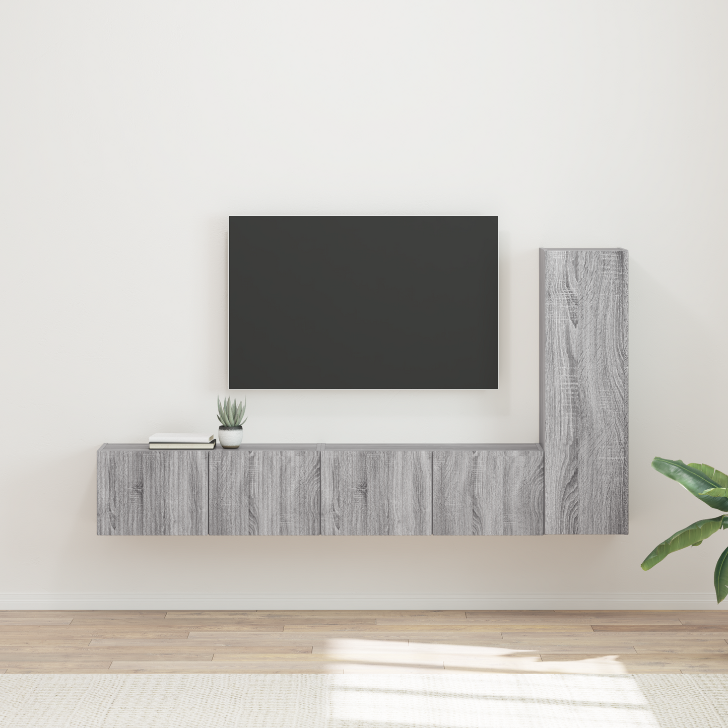 TV Cabinet Set Wall-mounted 3 pcs Grey Sonoma Engineered Wood