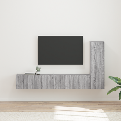TV Cabinet Set Wall-mounted 3 pcs Grey Sonoma Engineered Wood