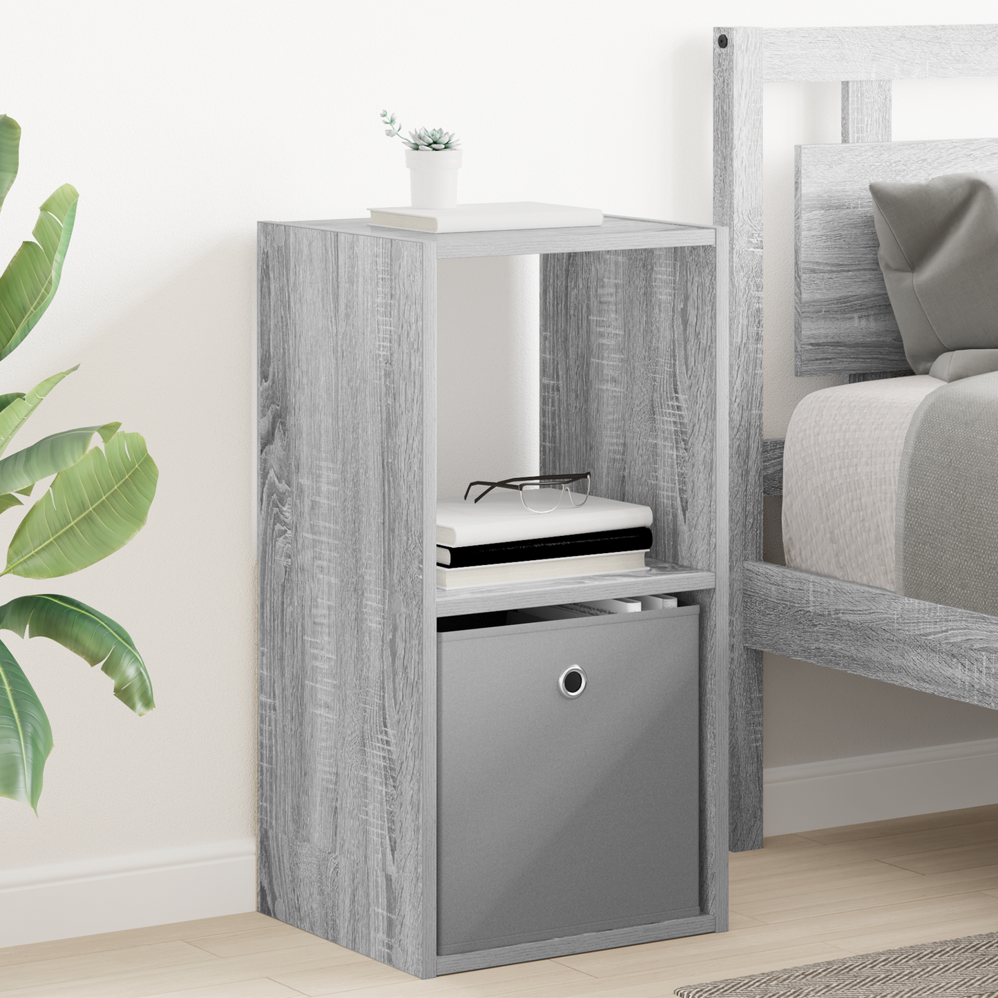 Bedside Table Grey Sonoma 35 x 32 x 68.5 cm Engineered Wood