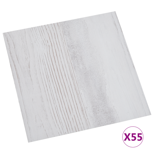 Flooring Planks 5.11 m² 55 pcs PVC White and Light Grey