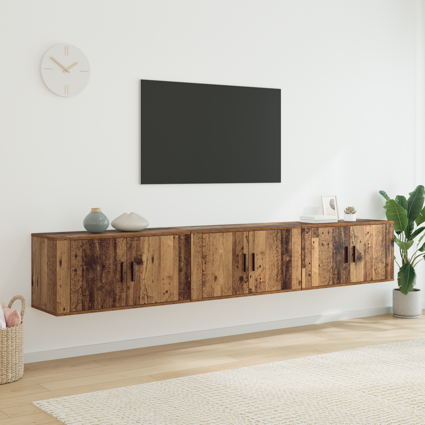 Wall-mounted TV Cabinet Set 3 pcs Old Wood 80 x 34.5 x 40 cm