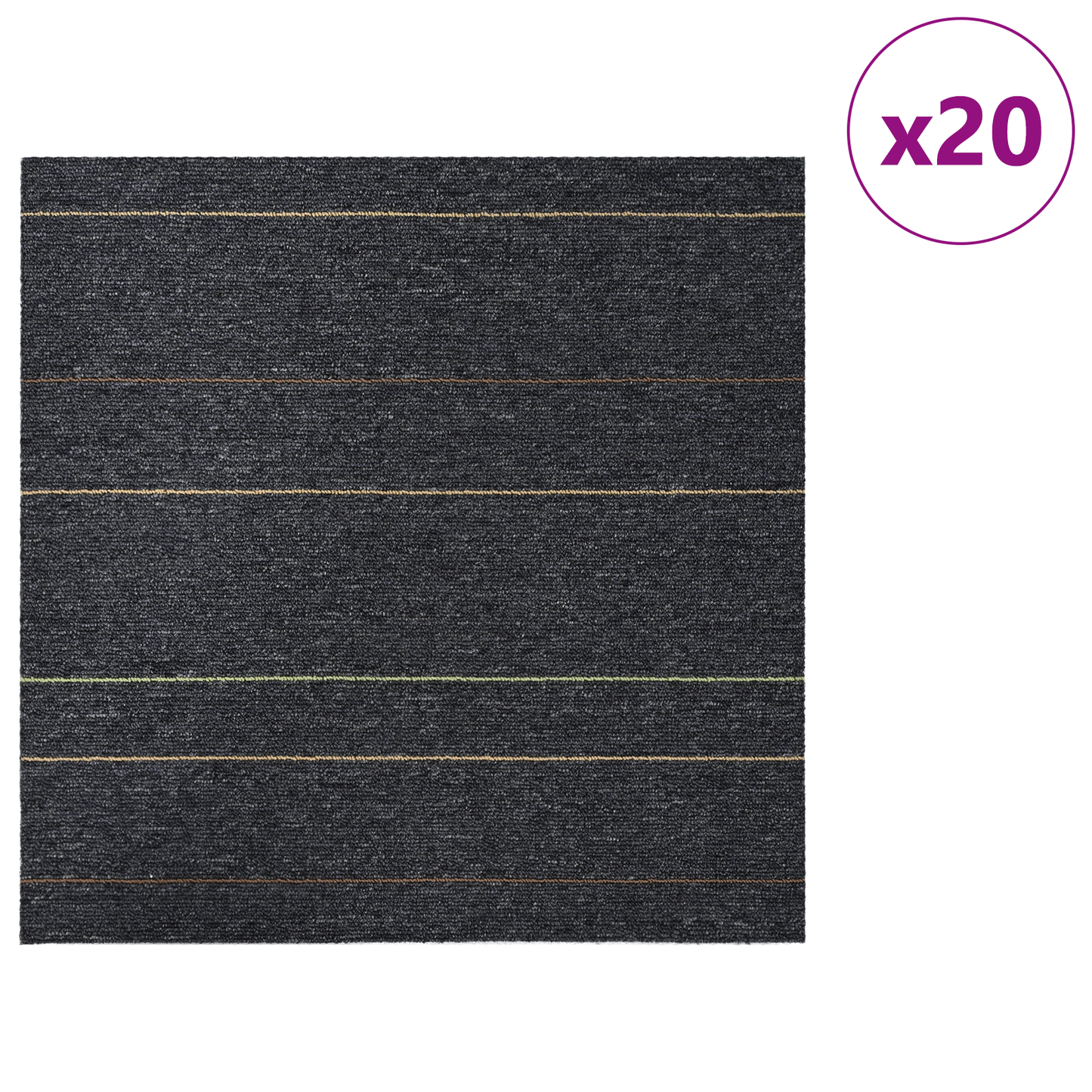 Carpet Tile Dark Grey with Stripes 50 x 50 cm 20 pcs