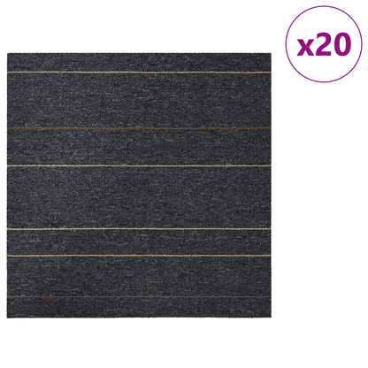 Carpet Tile Dark Grey with Stripes 50 x 50 cm 20 pcs