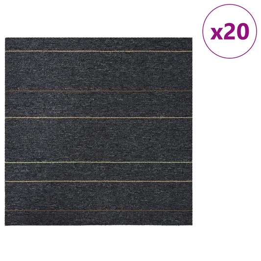 Carpet Tile Dark Grey with Stripes 50 x 50 cm 20 pcs