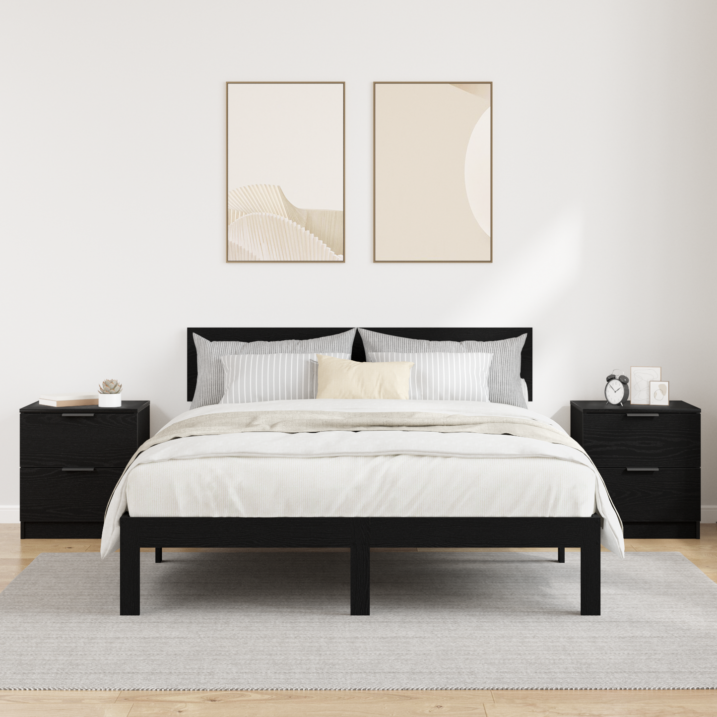 Bedside Cabinet 2 pcs Black Oak 45 x 39 x 50cm Engineered Wood