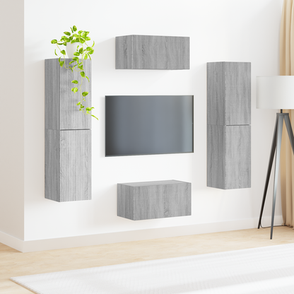 TV Cabinet Set 6 pcs Grey Sonoma Engineered Wood