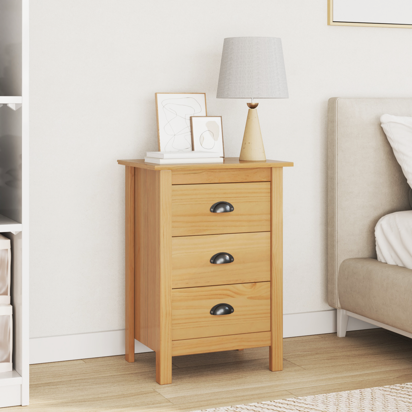 Bedside Cabinet with Drawer HILL Honey Brown 46 x 35 x 65 cm