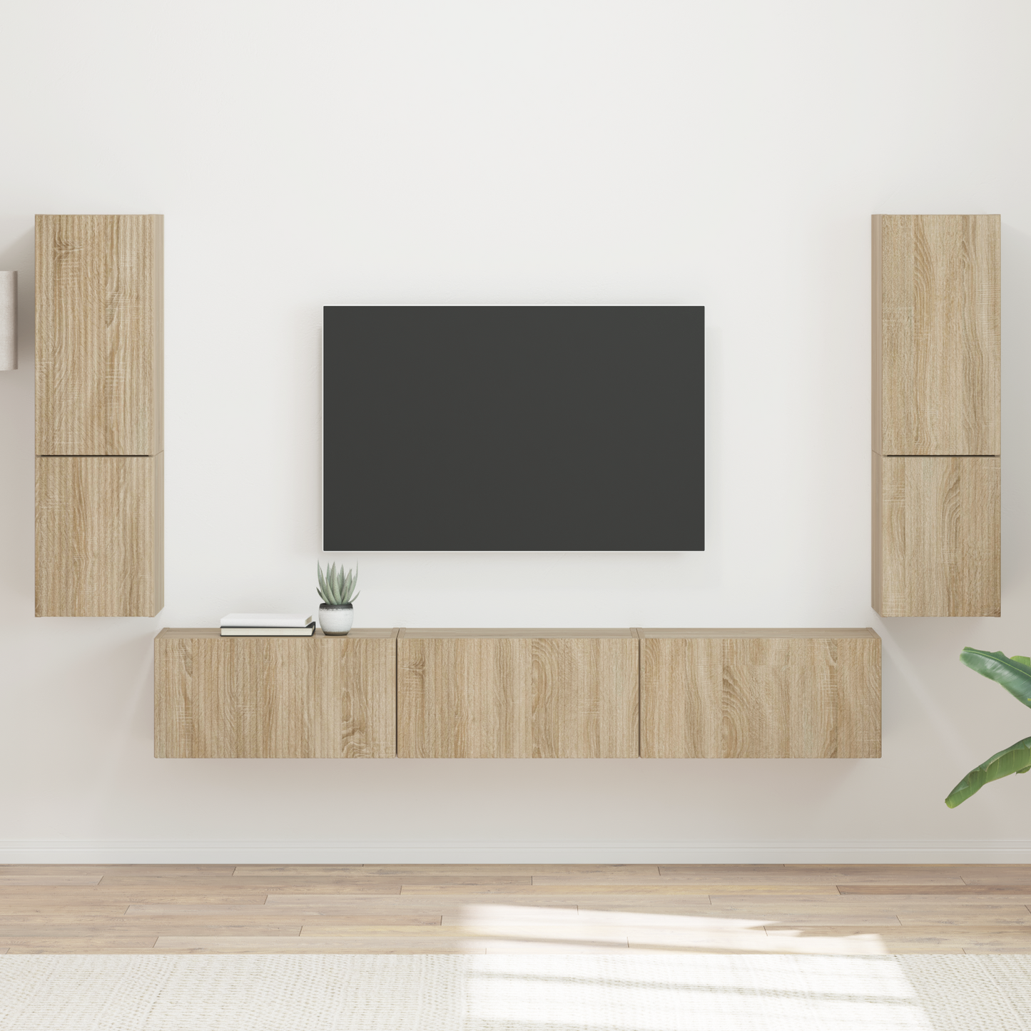 TV Cabinet Set Wall-mounted 4 pcs Sonoma Oak Engineered Wood