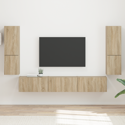TV Cabinet Set Wall-mounted 4 pcs Sonoma Oak Engineered Wood