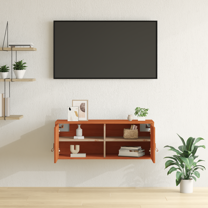 Wall Cabinet Wax Brown 80 x 30 x 30 cm Solid Pine Wood