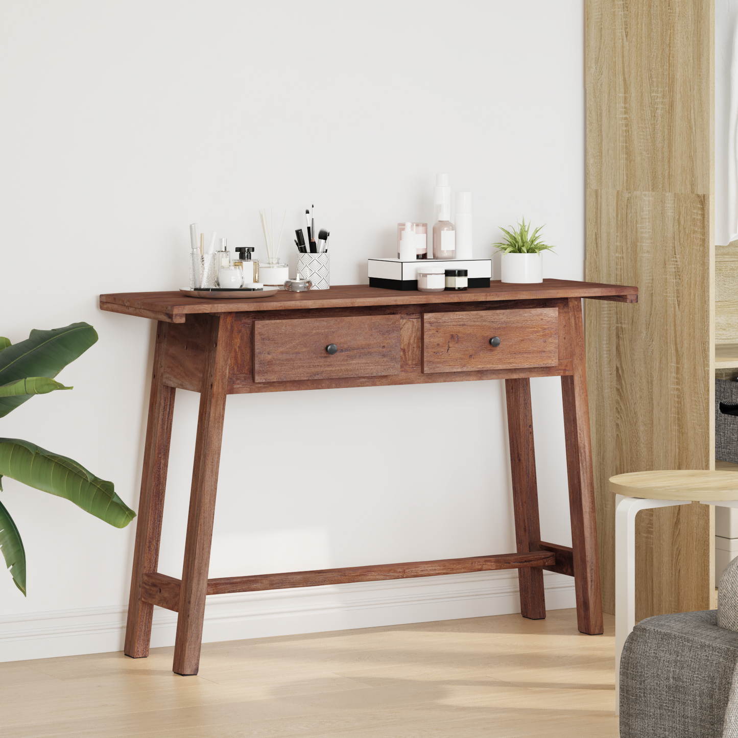 Desk with Drawer Brown 110 x 30 x 79 cm Solid Mahogany Wood