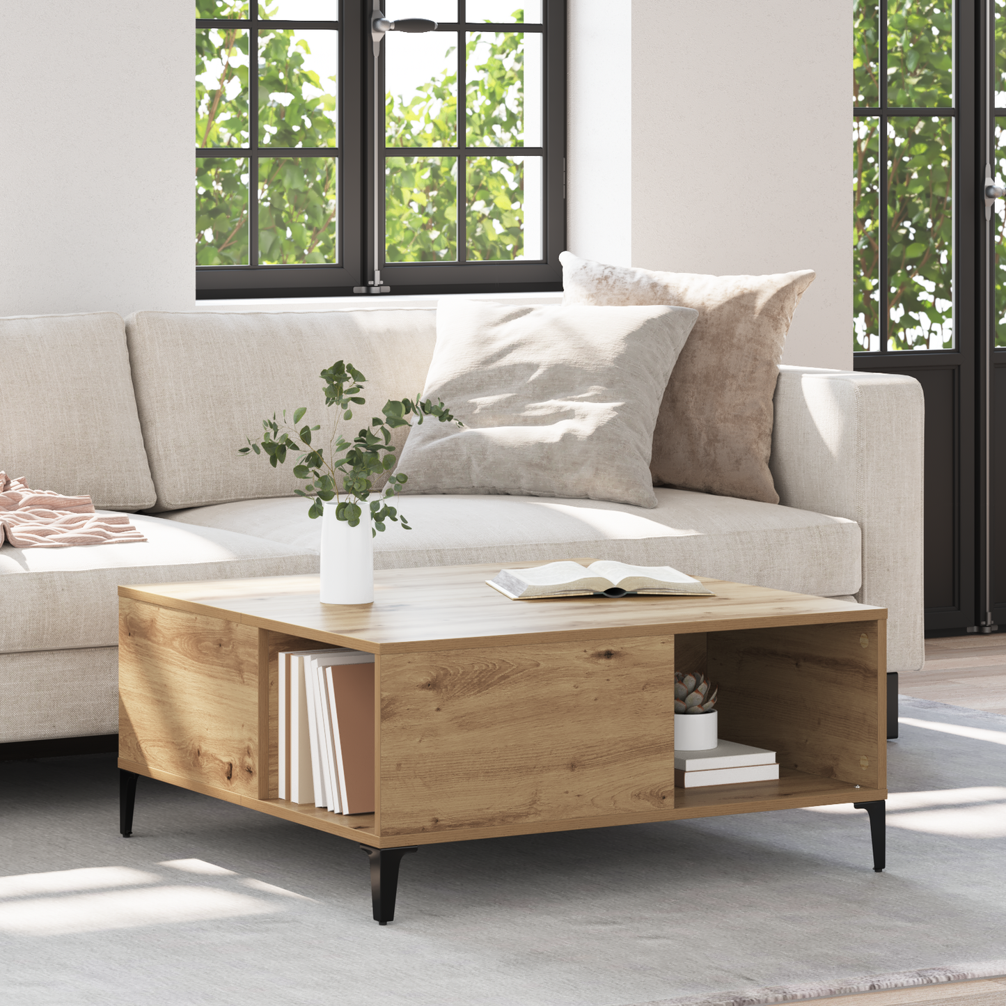 Coffee Table Artisan Oak 80 x 80 x 36.5 cm Engineered Wood