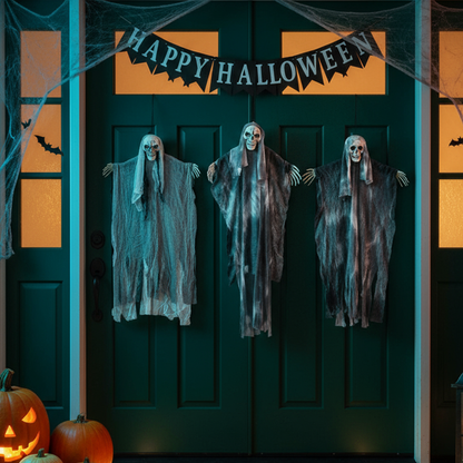 Halloween Hanging Ghost 3 pcs Black 66 x 110 cm Polyester