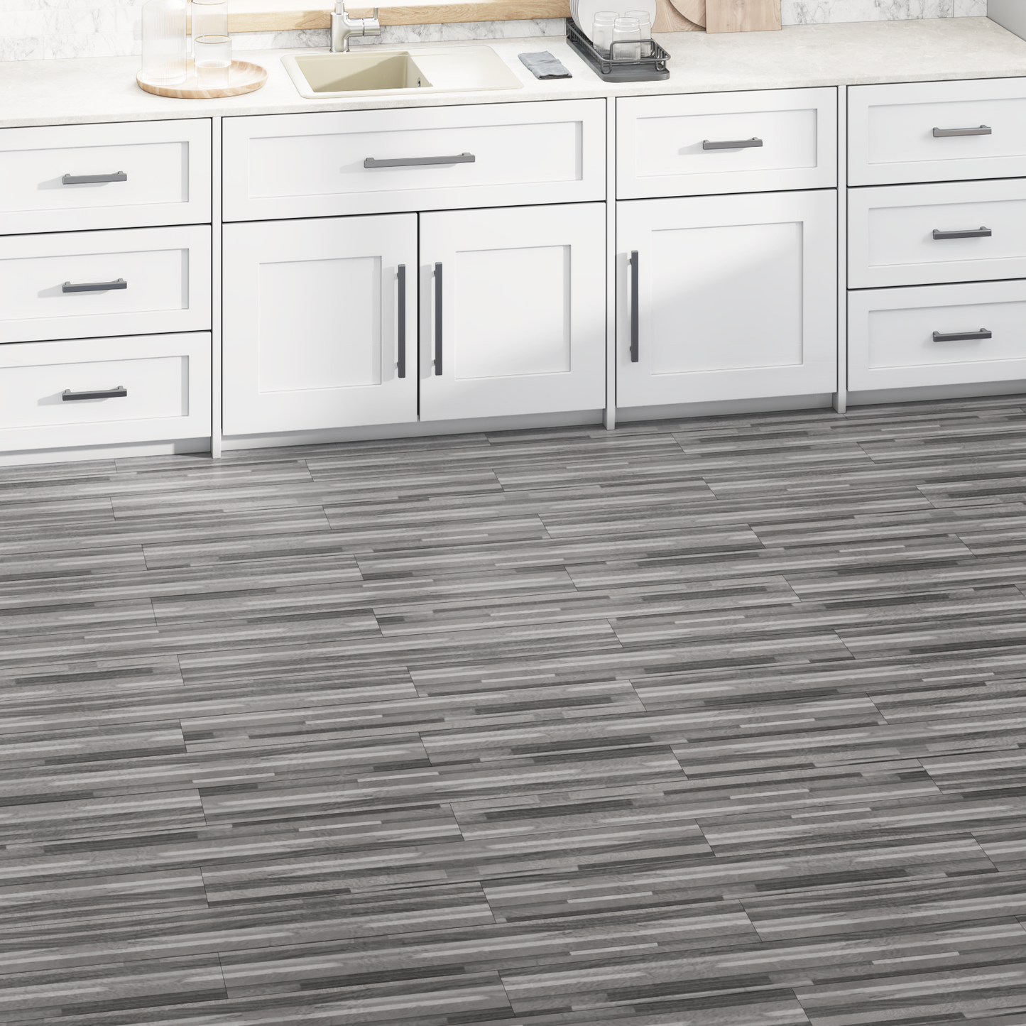 Flooring Planks 2.51 m² 18 pcs PVC Striped grey