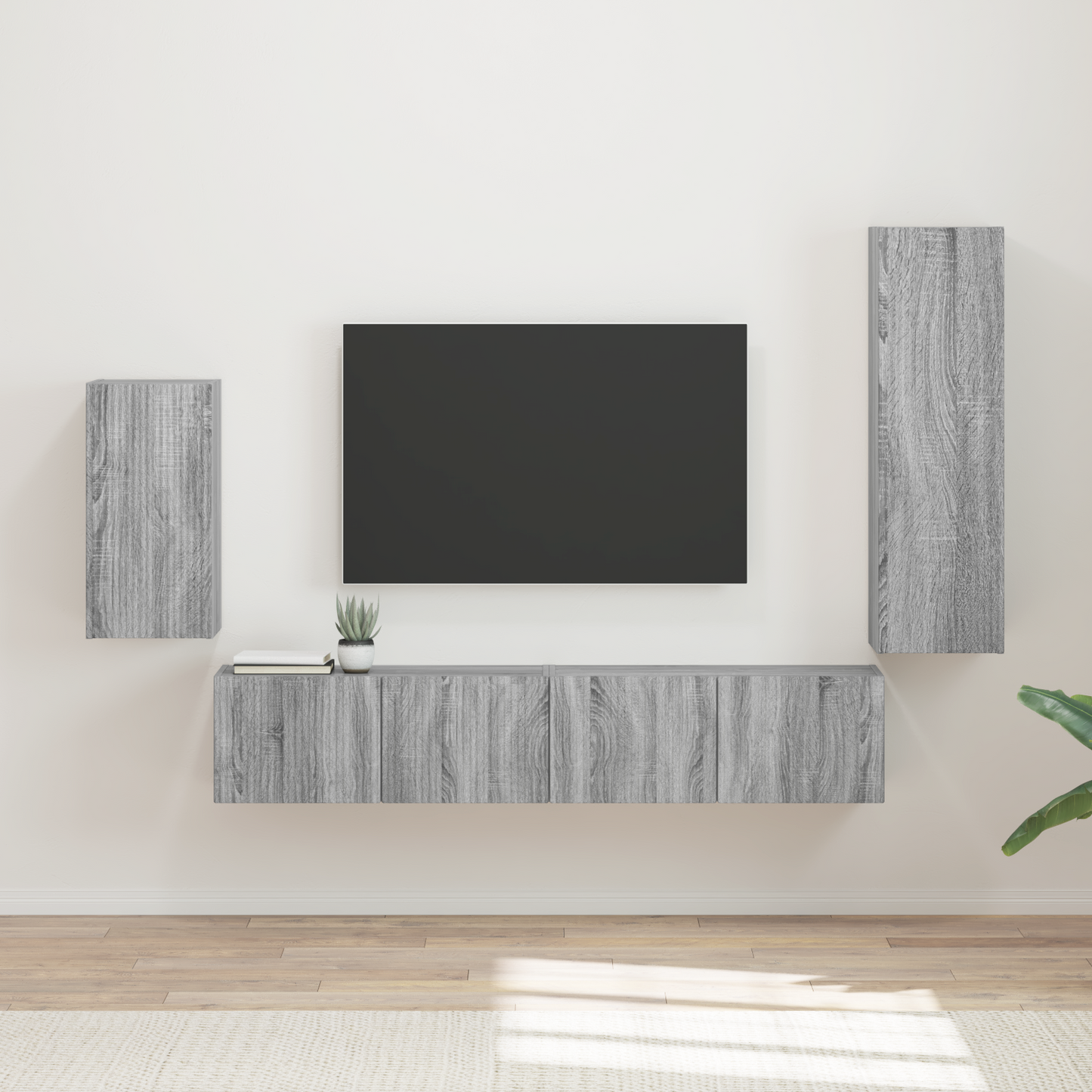 TV Cabinet Set Wall-mounted 4 pcs Grey Sonoma Engineered Wood